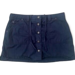Navy Button-Front Mini Skirt